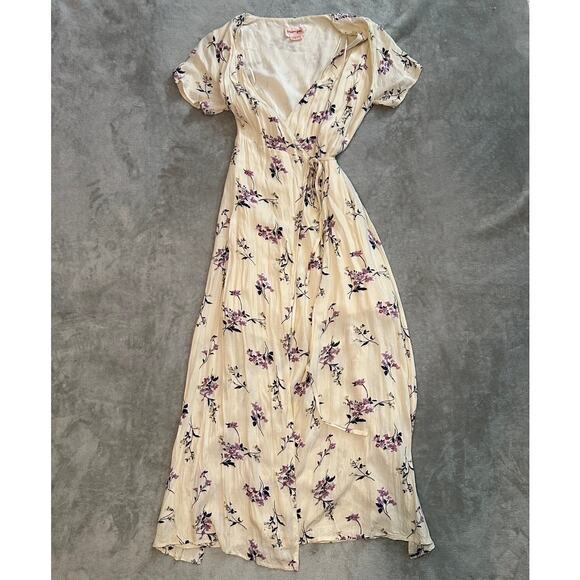Showpo Midi Wrap Dress Women Size 6 Floral V-Neck Cottagecore Boho Summer Flowy - Picture 3 of 15